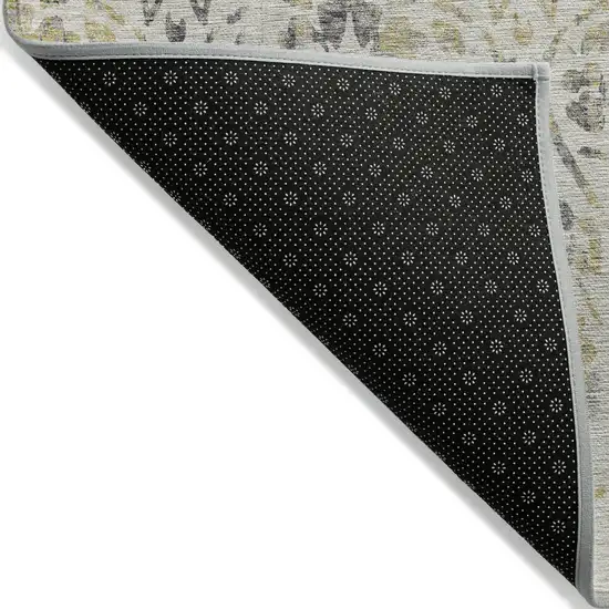Beige And Dark Gray Floral Washable Indoor Outdoor Area Rug Photo 4