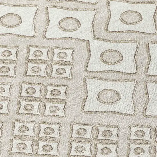 Beige And Ivory Geometric Washable Indoor Outdoor Area Rug Photo 6