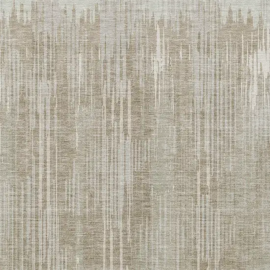 Beige And Ivory Striped Washable Indoor Outdoor Area Rug Photo 6