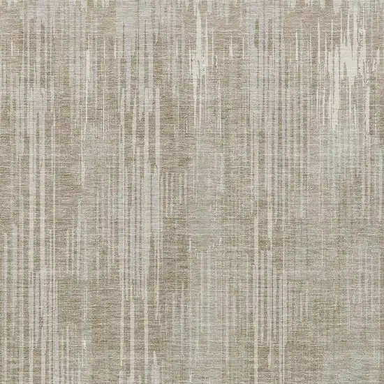 Beige And Ivory Striped Washable Indoor Outdoor Area Rug Photo 6