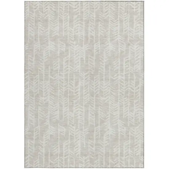 Beige And Ivory Tribal Washable Indoor Outdoor Area Rug Photo 7