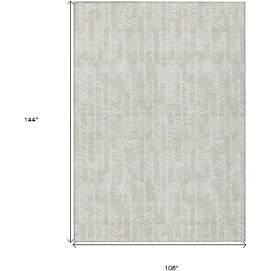 Beige And Ivory Tribal Washable Indoor Outdoor Area Rug Photo 3