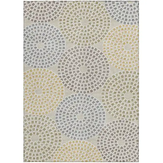 Beige Brown And Gray Geometric Washable Indoor Outdoor Area Rug Photo 8