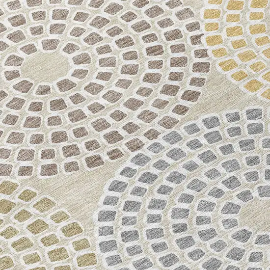 Beige Brown And Gray Geometric Washable Indoor Outdoor Area Rug Photo 6