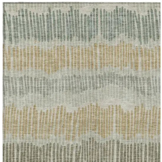Beige Brown And Gray Striped Washable Indoor Outdoor Area Rug Photo 7