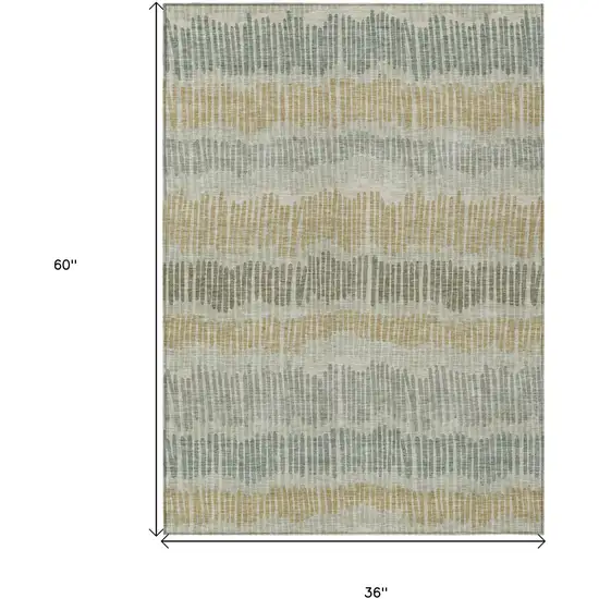 Beige Brown And Gray Striped Washable Indoor Outdoor Area Rug Photo 3