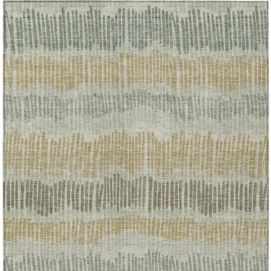 Beige Brown And Gray Striped Washable Indoor Outdoor Area Rug Photo 8