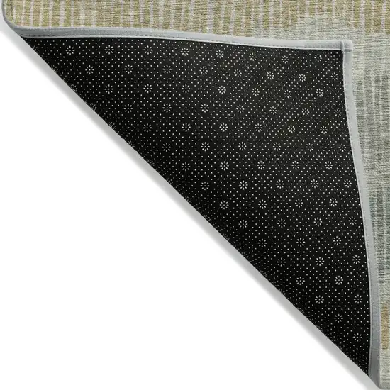 Beige Brown And Gray Striped Washable Indoor Outdoor Area Rug Photo 4