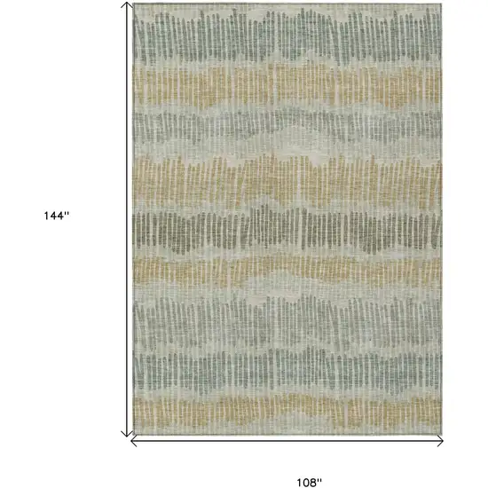 Beige Brown And Gray Striped Washable Indoor Outdoor Area Rug Photo 3