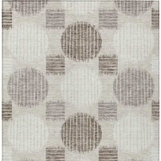 Beige Brown And Ivory Geometric Washable Indoor Outdoor Area Rug Photo 7
