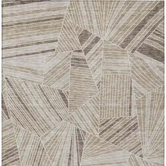 Beige Brown And Ivory Geometric Washable Indoor Outdoor Area Rug Photo 7