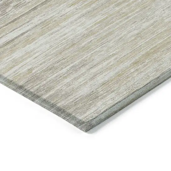 Beige Brown And Ivory Striped Washable Indoor Outdoor Area Rug Photo 5