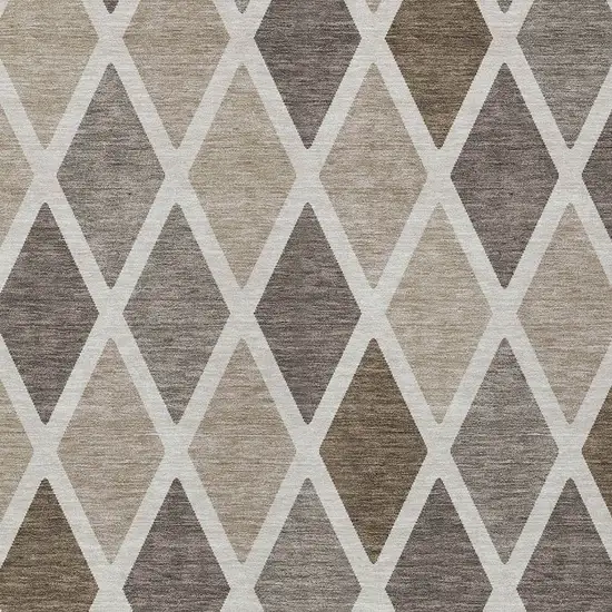 Beige Gray And Brown Geometric Washable Indoor Outdoor Area Rug Photo 6