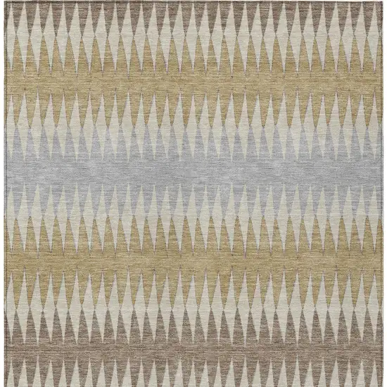 Beige Gray And Brown Striped Washable Indoor Outdoor Area Rug Photo 7