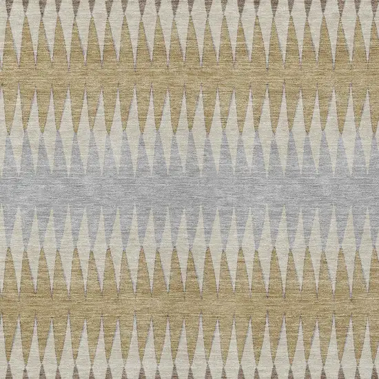 Beige Gray And Brown Striped Washable Indoor Outdoor Area Rug Photo 6