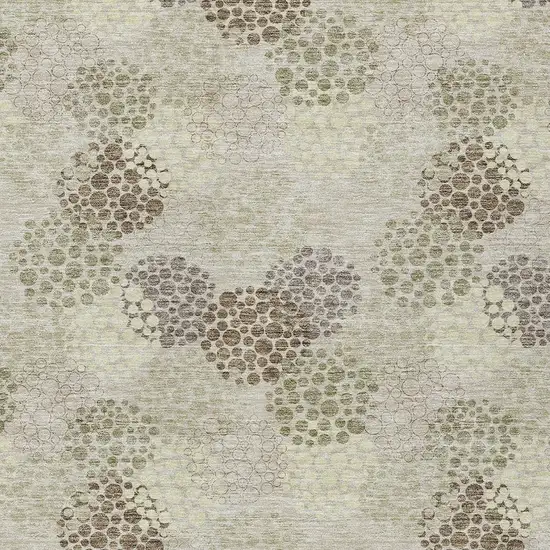 Beige Green And Ivory Polka Dot Washable Indoor Outdoor Area Rug Photo 6