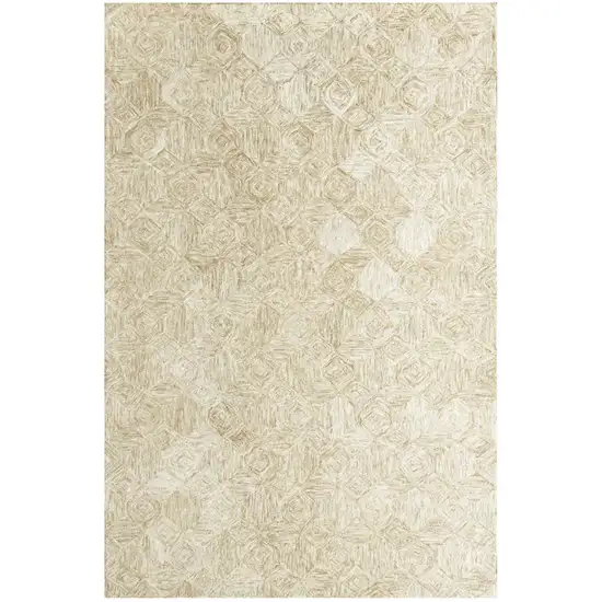 Beige Wool Geometric Hand Tufted Area Rug Photo 1