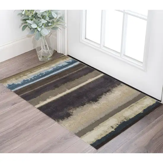 Beige and Brown Abstract Area Rug Photo 1