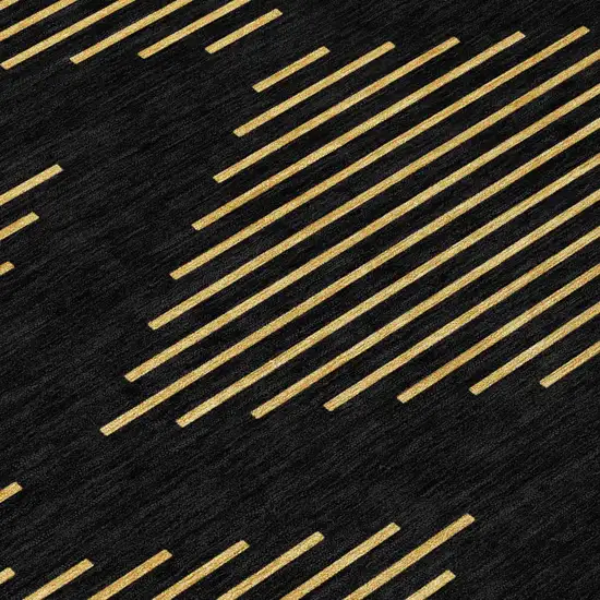 Black And Beige Geometric Washable Indoor Outdoor Area Rug Photo 4