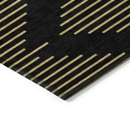 Black And Beige Geometric Washable Indoor Outdoor Area Rug Photo 3