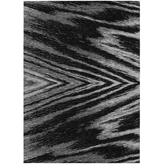 Black And Gray Abstract Washable Indoor Outdoor Area Rug Photo 6