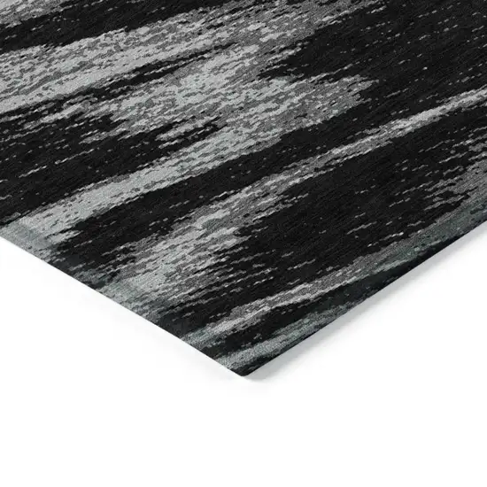 Black And Gray Abstract Washable Indoor Outdoor Area Rug Photo 5