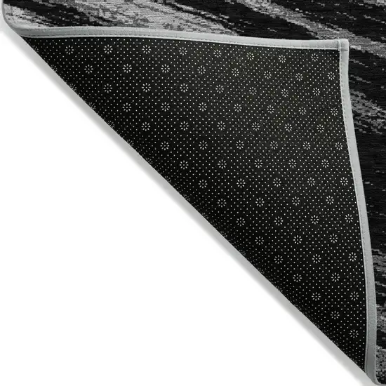 Black And Gray Abstract Washable Indoor Outdoor Area Rug Photo 4