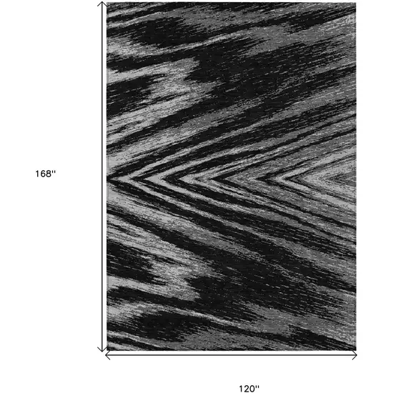 Black And Gray Abstract Washable Indoor Outdoor Area Rug Photo 3