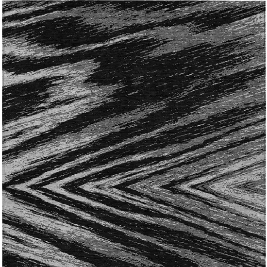 Black And Gray Abstract Washable Indoor Outdoor Area Rug Photo 7