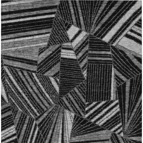 Black And Gray Geometric Washable Indoor Outdoor Area Rug Photo 8