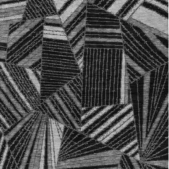 Black And Gray Geometric Washable Indoor Outdoor Area Rug Photo 6