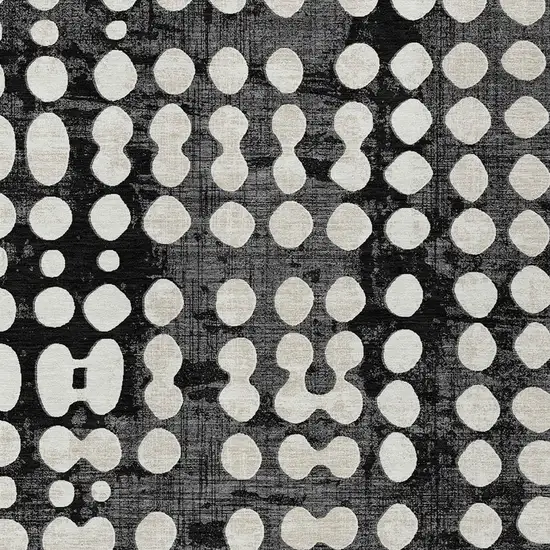 Black And Ivory Abstract Washable Indoor Outdoor Area Rug Photo 6