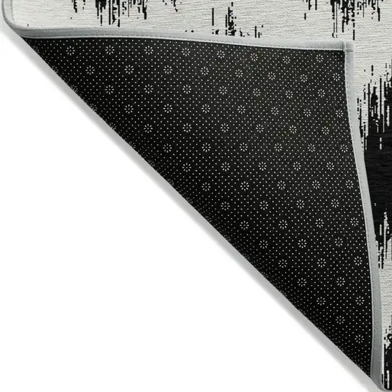 Black And Ivory Chevron Washable Indoor Outdoor Area Rug Photo 4