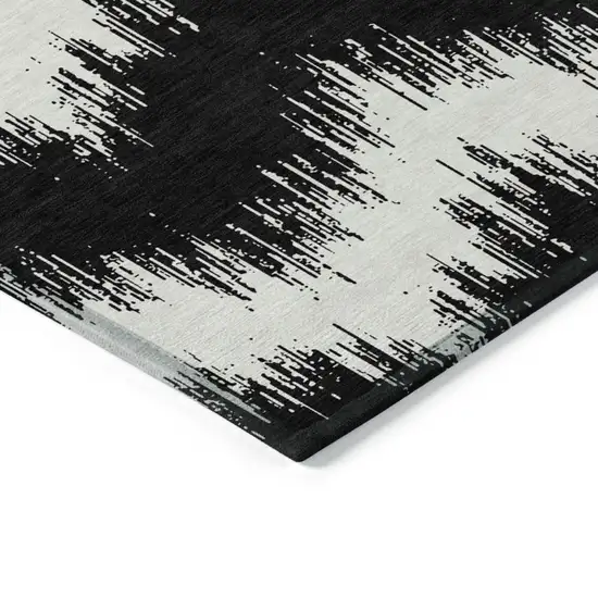 Black And Ivory Chevron Washable Indoor Outdoor Area Rug Photo 5