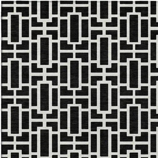 Black And Ivory Geometric Washable Indoor Outdoor Area Rug Photo 7
