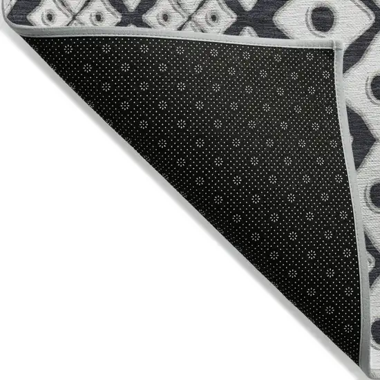 Black And Ivory Geometric Washable Indoor Outdoor Area Rug Photo 5
