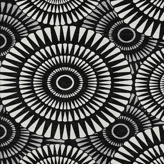 Black And Ivory Geometric Washable Indoor Outdoor Area Rug Photo 7