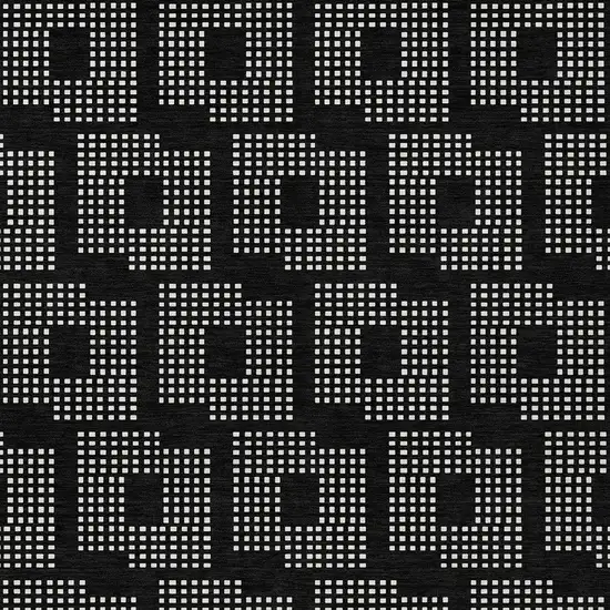 Black And Ivory Geometric Washable Indoor Outdoor Area Rug Photo 7