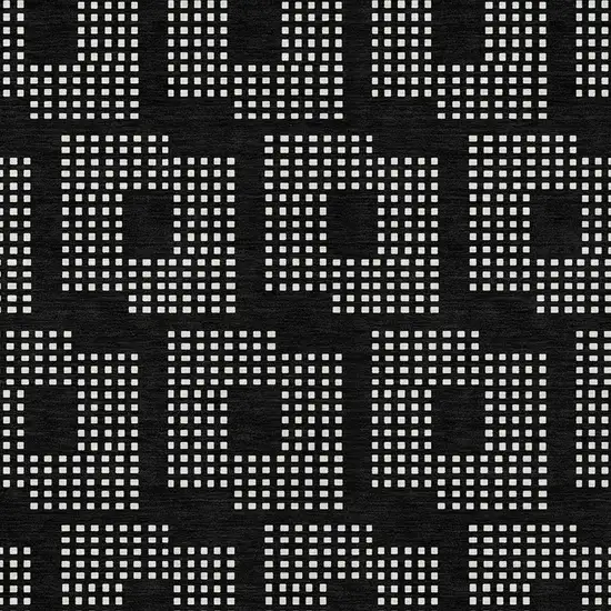 Black And Ivory Geometric Washable Indoor Outdoor Area Rug Photo 6