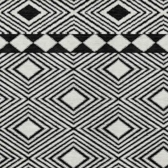Black And Ivory Geometric Washable Indoor Outdoor Area Rug Photo 6