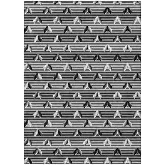 Black And Ivory Geometric Washable Indoor Outdoor Area Rug Photo 2