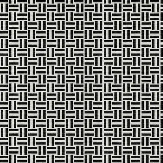 Black And Ivory Geometric Washable Indoor Outdoor Area Rug Photo 7