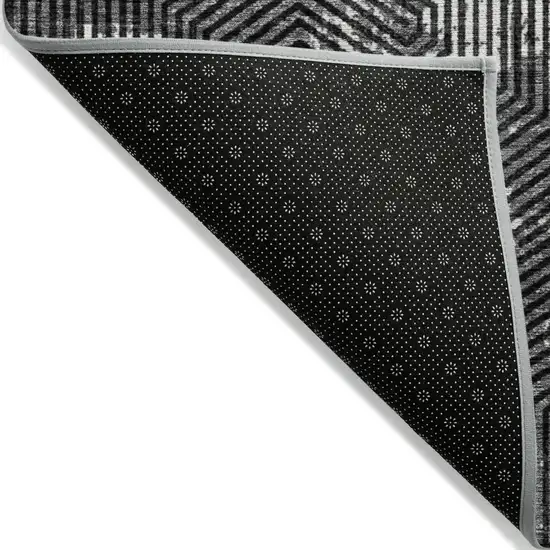 Black And Ivory Geometric Washable Indoor Outdoor Area Rug Photo 4