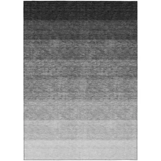 Black And Ivory Ombre Washable Indoor Outdoor Area Rug Photo 2