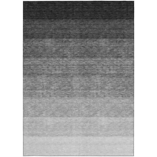Black And Ivory Ombre Washable Indoor Outdoor Area Rug Photo 5