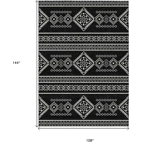 Black And Ivory Southwestern Washable Indoor Outdoor Area Rug Photo 3