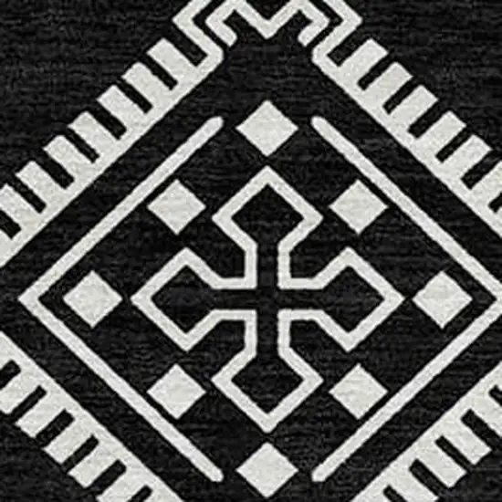 Black And Ivory Southwestern Washable Indoor Outdoor Area Rug Photo 5