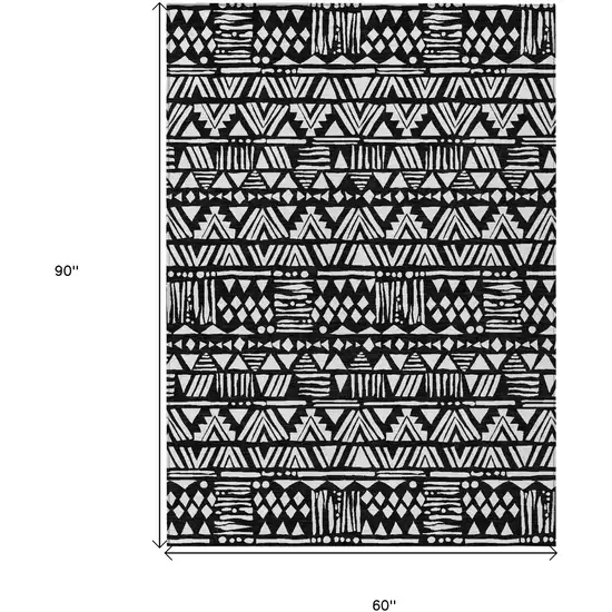 Black And Ivory Southwestern Washable Indoor Outdoor Area Rug Photo 3