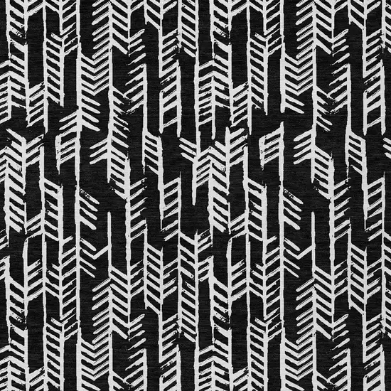 Black And Ivory Tribal Washable Indoor Outdoor Area Rug Photo 7