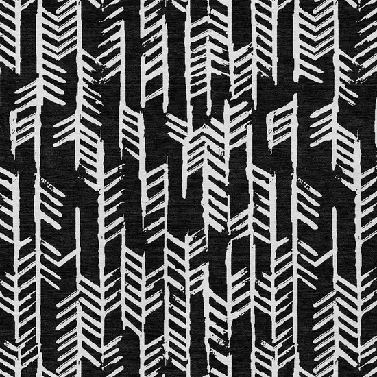 Black And Ivory Tribal Washable Indoor Outdoor Area Rug Photo 6